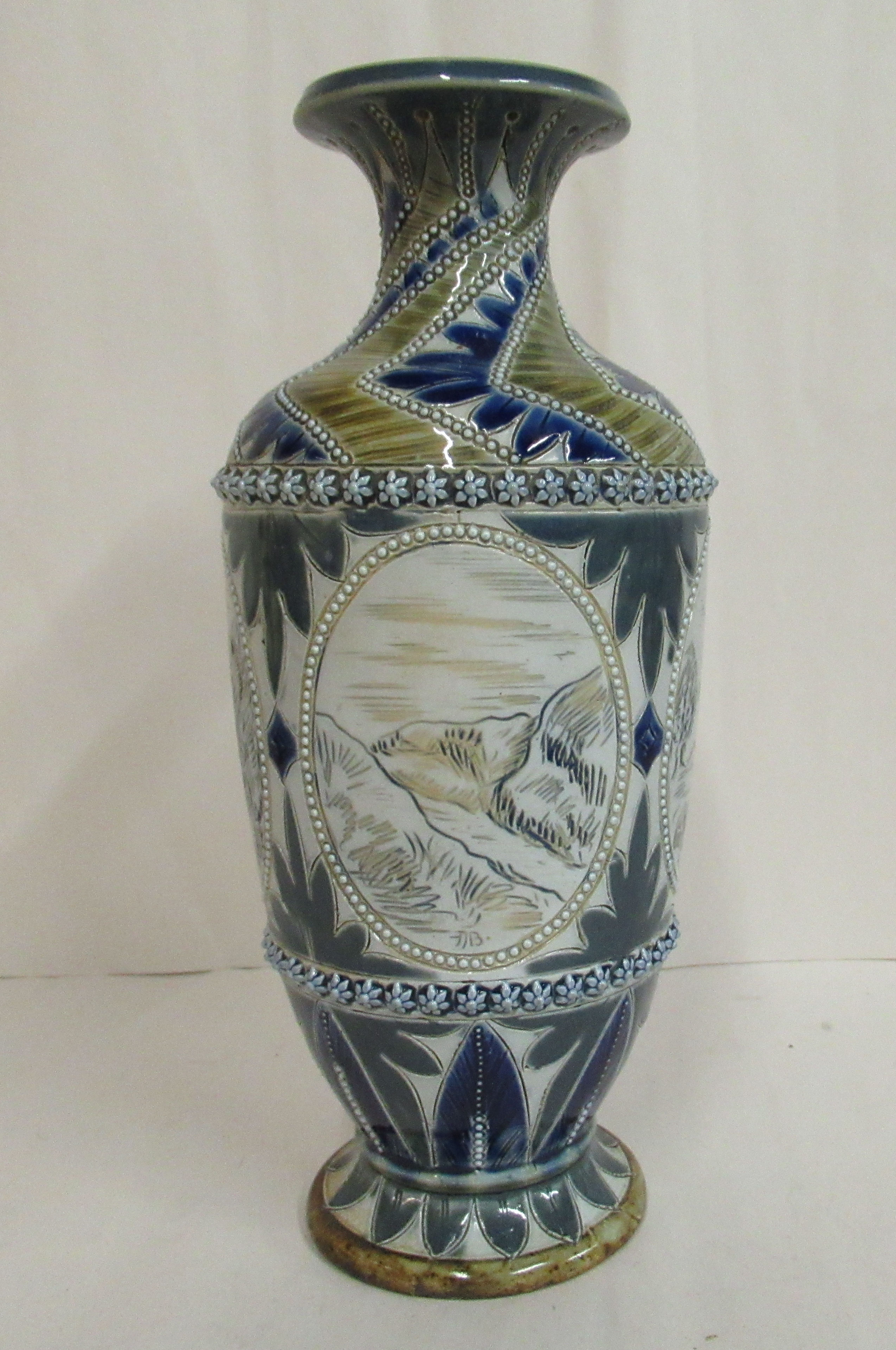 A Doulton Lambeth blue, grey and green glazed stoneware vase of baluster form, - Image 3 of 6