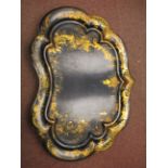 A 19thC Jennens & Bettridge black lacquered papier mache tray with a raised and shaped border,