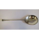 A 17thC silver seal top spoon with a fig shaped bowl,