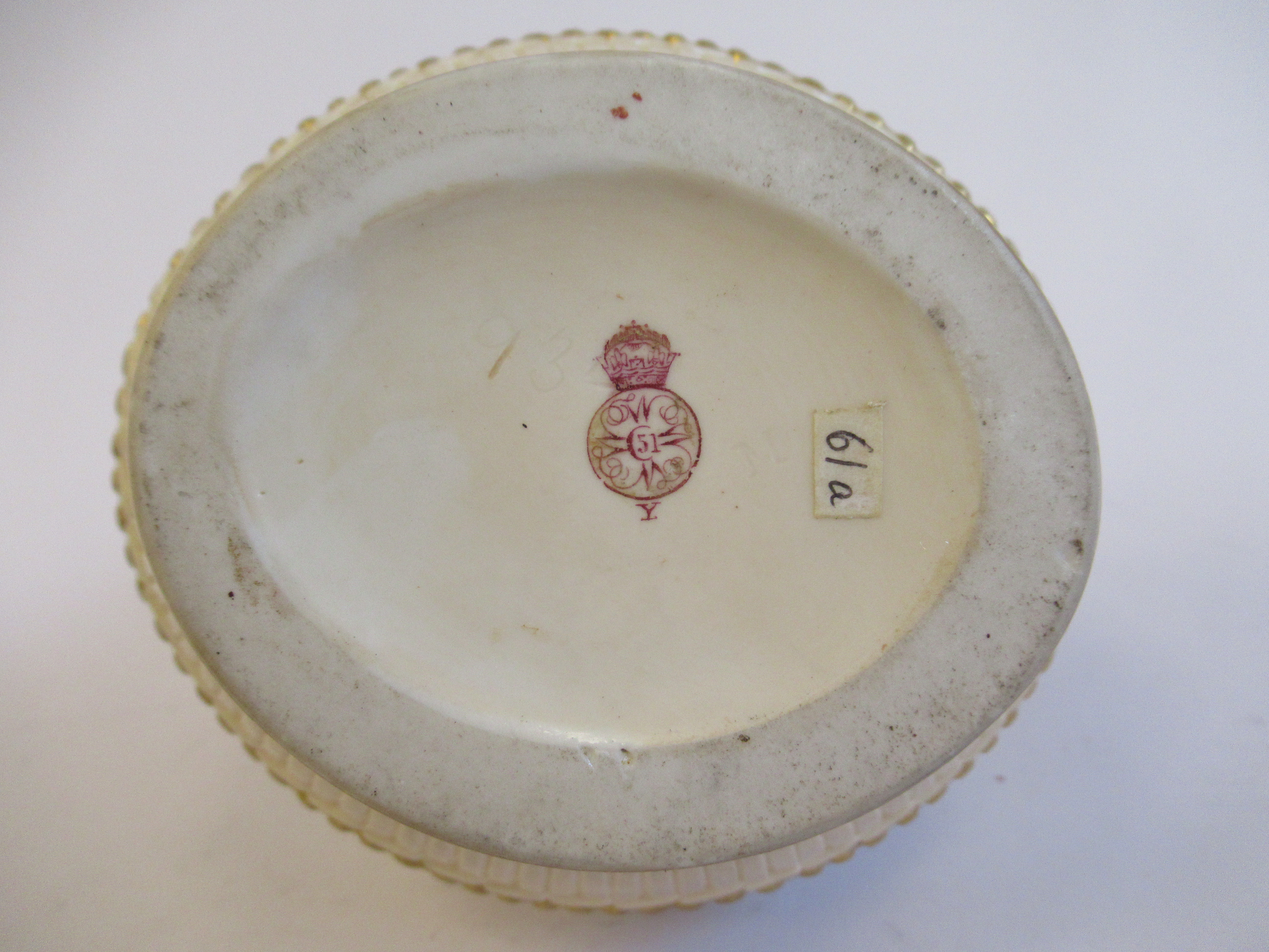 A Royal Worcester blush ivory glazed china jug of oval, bulbous form, having a scrolled loop handle, - Image 8 of 8