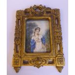 Late 19thC Continental three-quarter length portrait miniature,