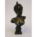 An early 20thC French cast bronze bust,