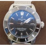 A Breitling Super Ocean stainless steel cased bracelet chronometer with a rotating bezel,