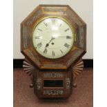 A William IV rosewood cased drop dial timepiece with inlaid pewter decoration,