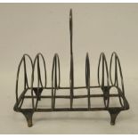 A George III silver wire six division toastrack with a loop handle,