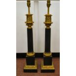 A pair of modern bronze finished and lacquered gilt metal mounted,