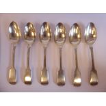 A set of six Victorian Scottish (Aberdeen) silver fiddle pattern teaspoons George Jamieson,