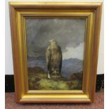 James Faed Jnr - a study of an eagle, perched on a rocky outcrop,