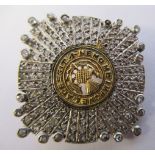 A diamond set white and yellow gold coloured metal Order of the Thistle star brooch,