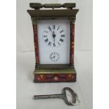 An early 20thC Central European cloisonne and lacquered brass cased carriage clock,
