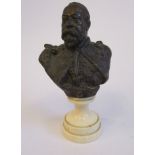 A cast bronze finished alloy bust, King Edward VII wearing full dress uniform,