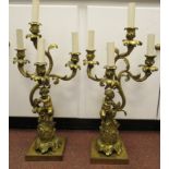 A pair of 20thC gilt metal candelabra,