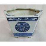 A late 19thC Chinese porcelain hexagonal planter with an inverted rim,