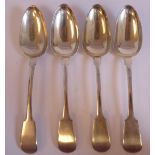 A set of four 19thC Scottish (Aberdeen) silver fiddle pattern tablespoons William Jamieson