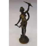 Auguste Moreau - a cast and patinated bronze classical nude, a dancing maiden,