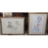 Mark Gibbons - a reclining female figure watercolour bears a signature 14'' x 21'' framed;