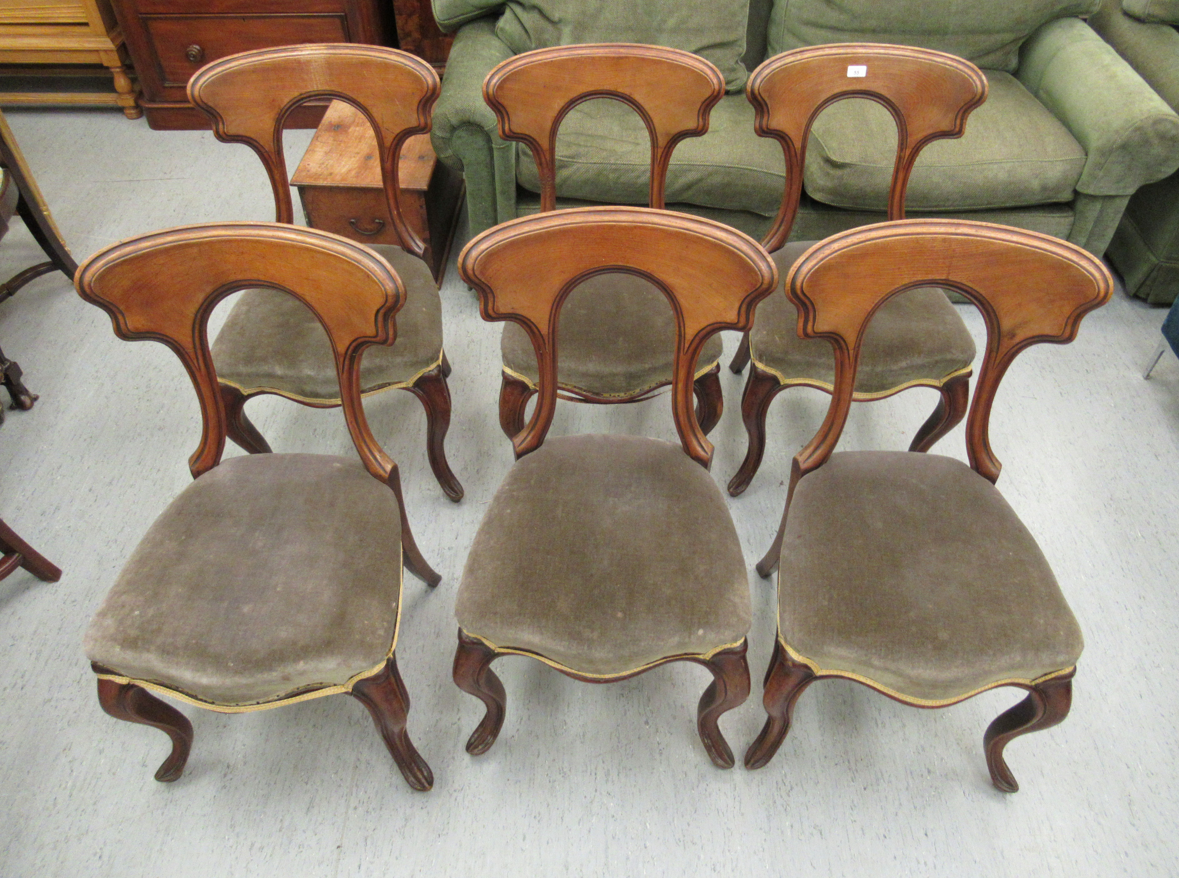 A set of six early/mid 19thC mahogany framed dining chairs, - Image 2 of 2