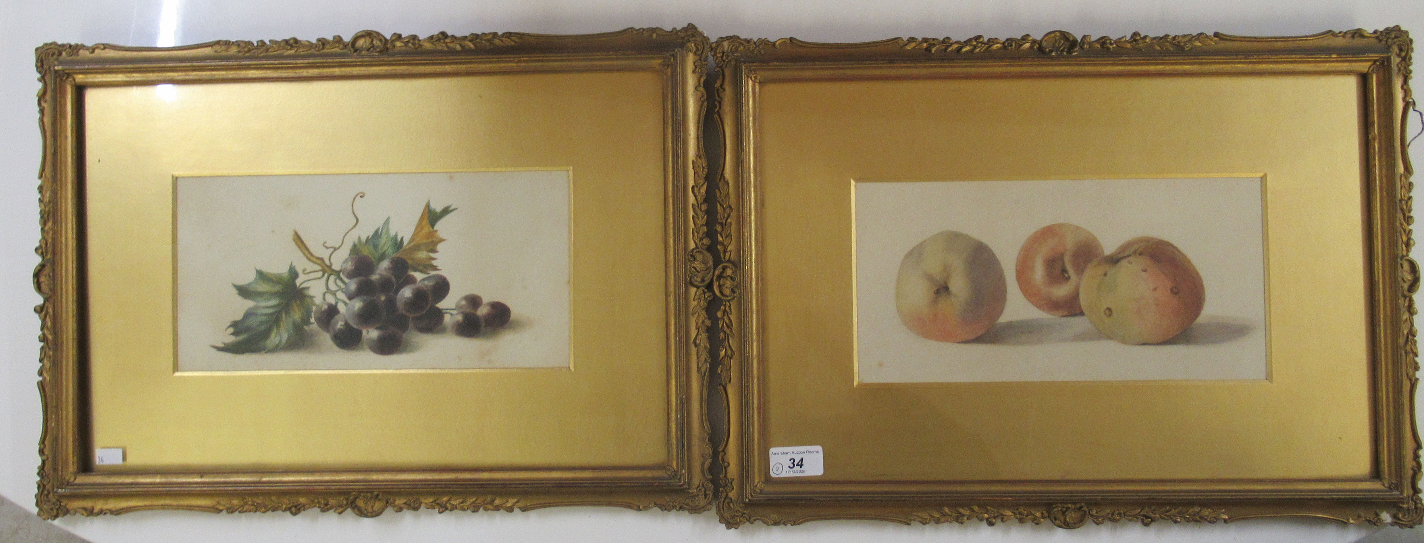 Two late 19th/early 20thC British School - still life studies, fruit watercolours 11.