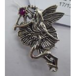 A silver fairy brooch/pendant stamped 925 11