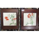 A pair of Chinese painted ivory glazed porcelain plaques, featuring orchids and insects 7.