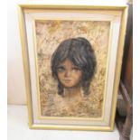 Valenzuelan School - a Filipina girl print on board dated '71 15'' x 23'' framed BSR