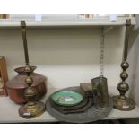 Decorative metalware: to include an Asian hexagonal brass tray,