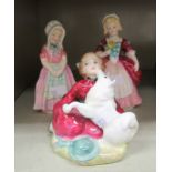 Three Royal Doulton china figures, viz. 'Home Again' HN2167 3.75''h; 'Tootles' HN1680 4.