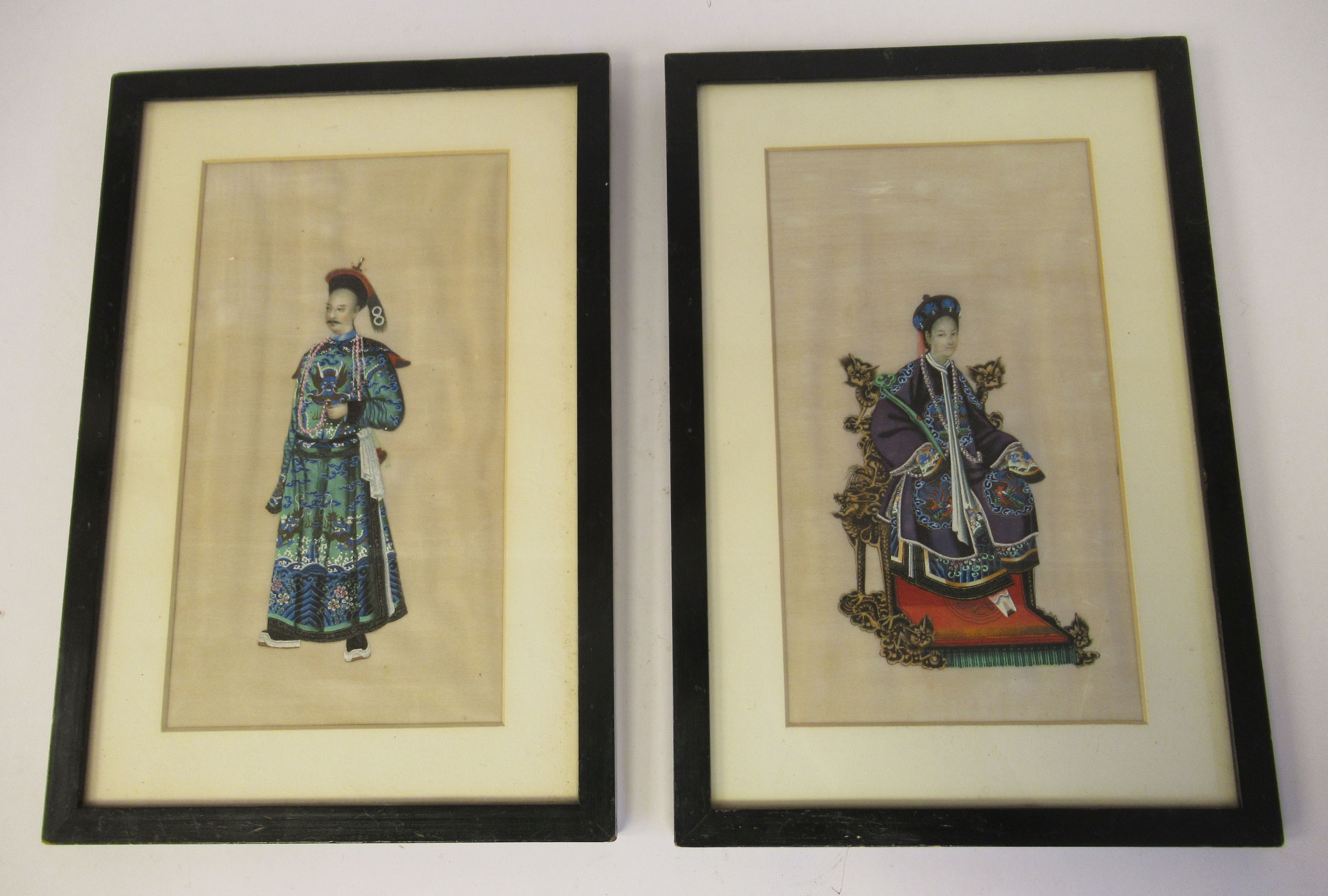 A pair of late 19thC Chinese ricepaper paintings,