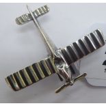 A silver miniature model Seaplane stamped 925 11