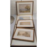 Five Victorian and later seascapes and landscapes: to include JW Goldsmith - a wood watercolour