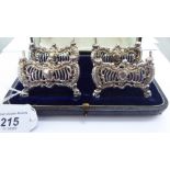 A set of four Edwardian silver menu holders London 1904 cased OS10