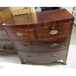 A Regency mahogany bow front dressing chest with two short/two graduated long drawers,