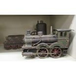 A 'vintage' 2'' gauge live steam model shunting engine bears an EP label; and a tender,