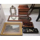 A mixed lot: to include a modern miniature five drawer dressing chest 11''h 12''w;