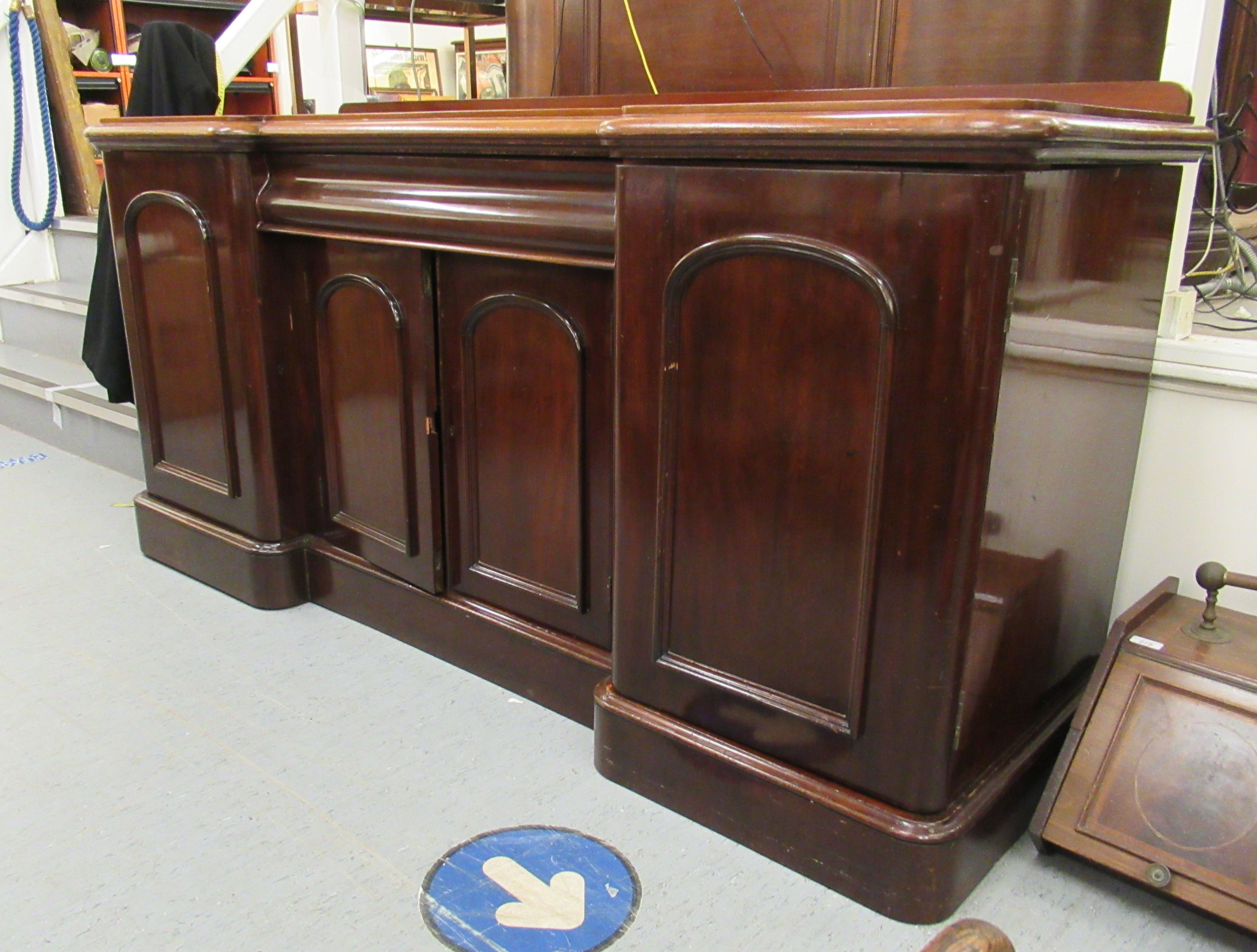 A mid Victorian mahogany chiffonier, the breakfront top, over three cupboard sections, - Image 2 of 3