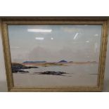 Mary H Bird - 'Calm Western Isles' a reproduction coloured print bears a monogram and label verso