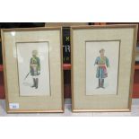 A pair of uniform studies depicting two 19thC Indian military figures watercolours 8'' x 5''