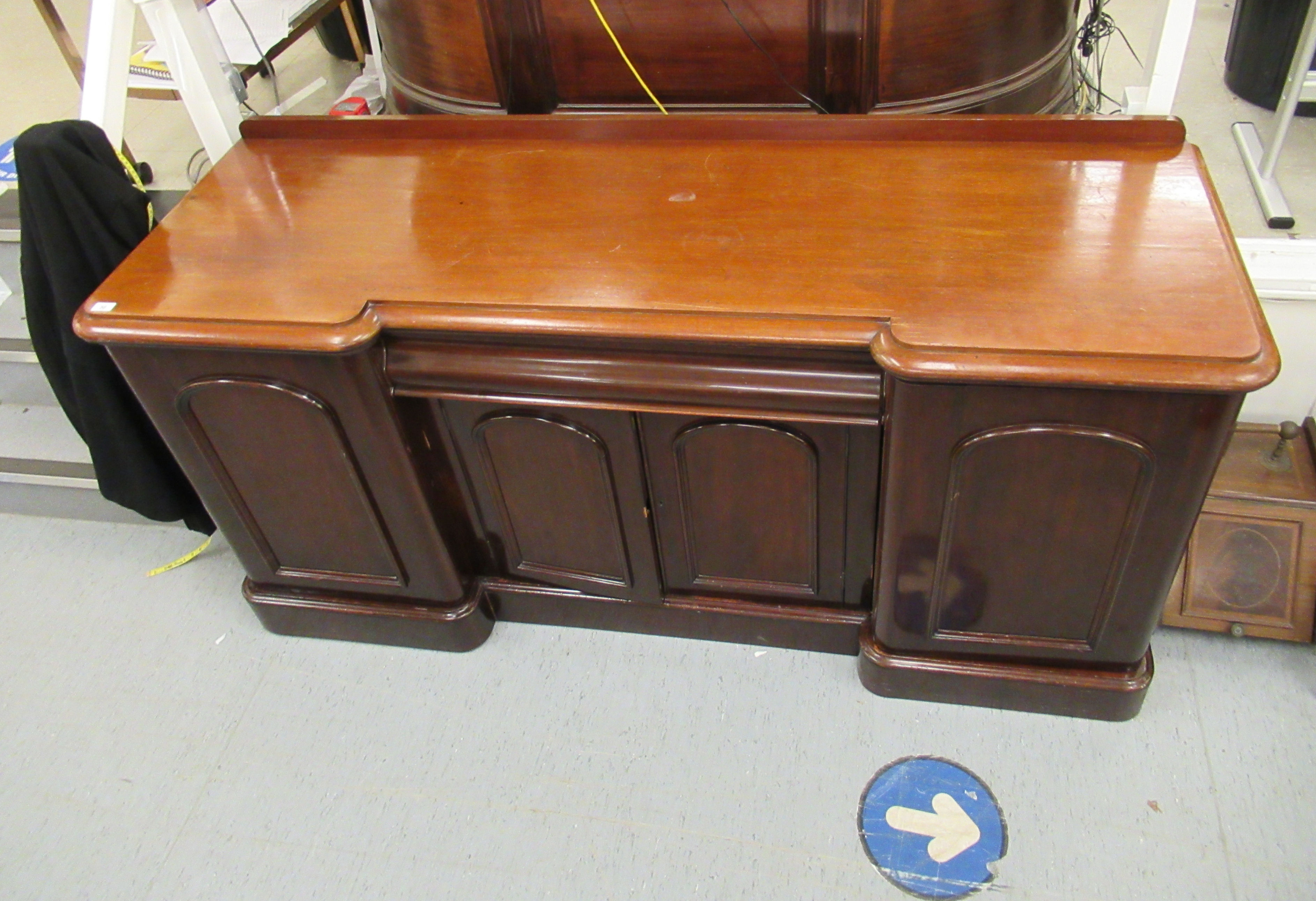 A mid Victorian mahogany chiffonier, the breakfront top, over three cupboard sections, - Image 3 of 3