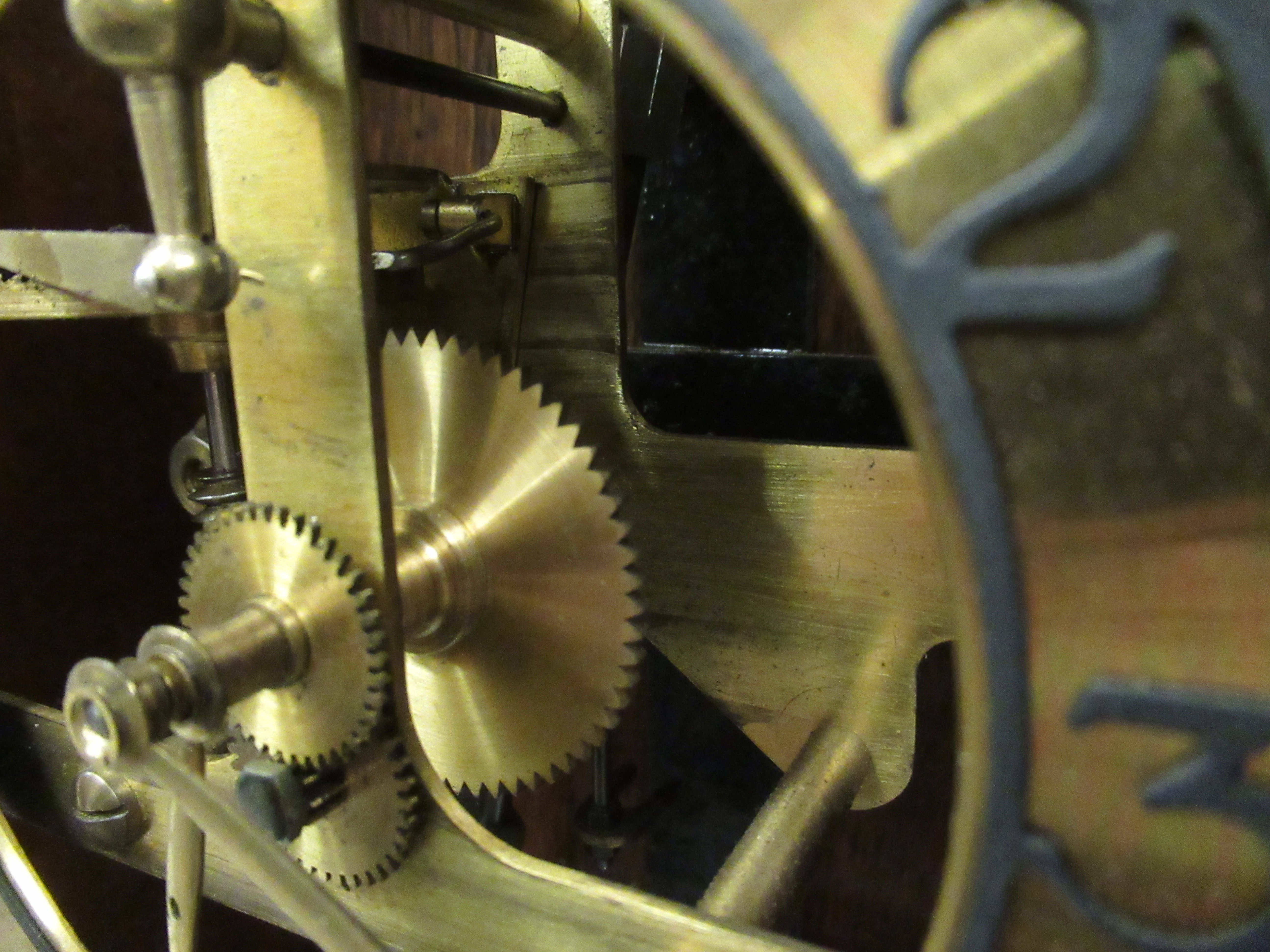 An early 20thC stained oak timepiece; - Image 3 of 4