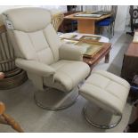 A Global Furniture Alliance recliner armchair, upholstered in cushioned grey hide/pvc,