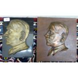 A gilded iron profile portrait plaque,