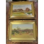 Two works by George Oyston - Warwickshire and Hastings landscapes watercolours bearing signatures