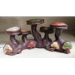 A naturalistically cast bronze and coloured enamel toadstool ornament 3''h OS1