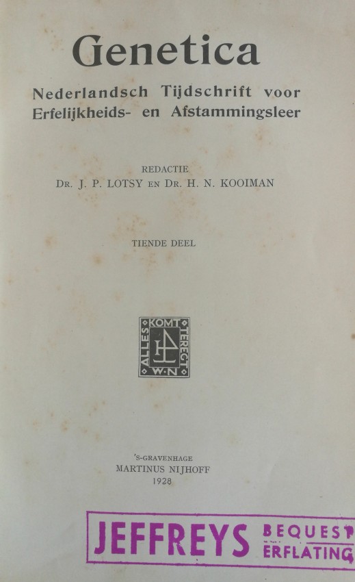 Lotsy, Dr J P, and Dr H N Kooiman (editors) (*) Genetica. Nederlandsch Tijdschrift voor - Image 2 of 4