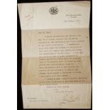 General Louis Botha SIGNED General Louis Botha letter to the Mayor of Pretoria congratulating him on