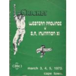 South African Cricket Board of Control WESTERN PROVINCE v S.A. INVITATION XI [programme]:16 pages: