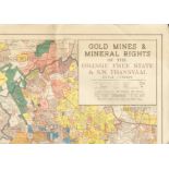 Map. GOLD MINES AND MINERAL RIGHTS OF THE ORANGE FREE STATE & S.W.TRANSVAALFull colour map mounted