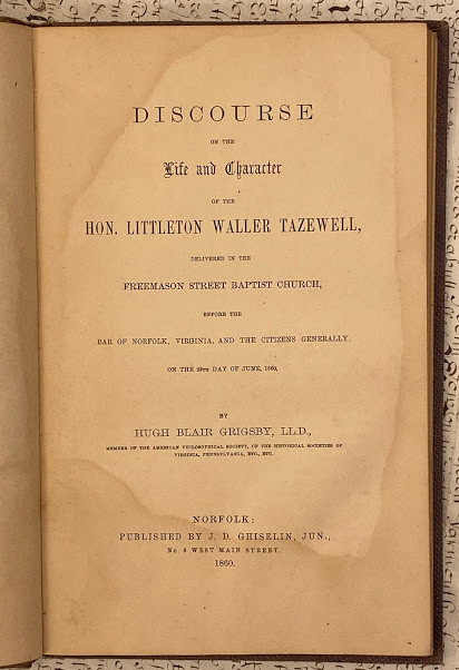 CIVIL WAR, Confederacy, N. Carolina & Va. ƒ?? Col. C. F. COLLIER. ƒ?? H. B. GRIGSBY. Discourse on - Image 2 of 3