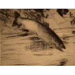 Frank W. BENSON (1862ƒ??1951, artist) [Salmon], an original signed dry-point etching Frank W.