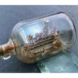 AMERICANA, Folk Art. United States Navy Battleship or Cruiser in a bottle AMERICANA, Folk Art. – U.